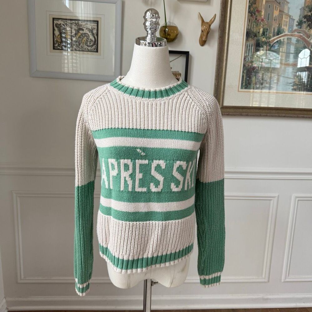 Fin and Vince Apres Ski Jade Green Chunky Cropped Sweater S